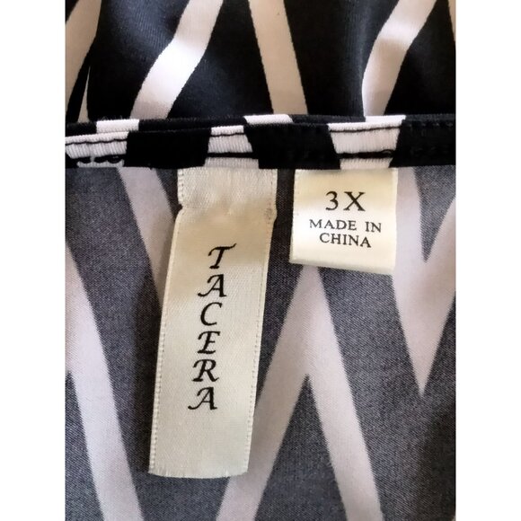 Tacera Black White Chevron Pattern Sleeveless Shift Dress Plus Size 3X - Picture 8 of 9